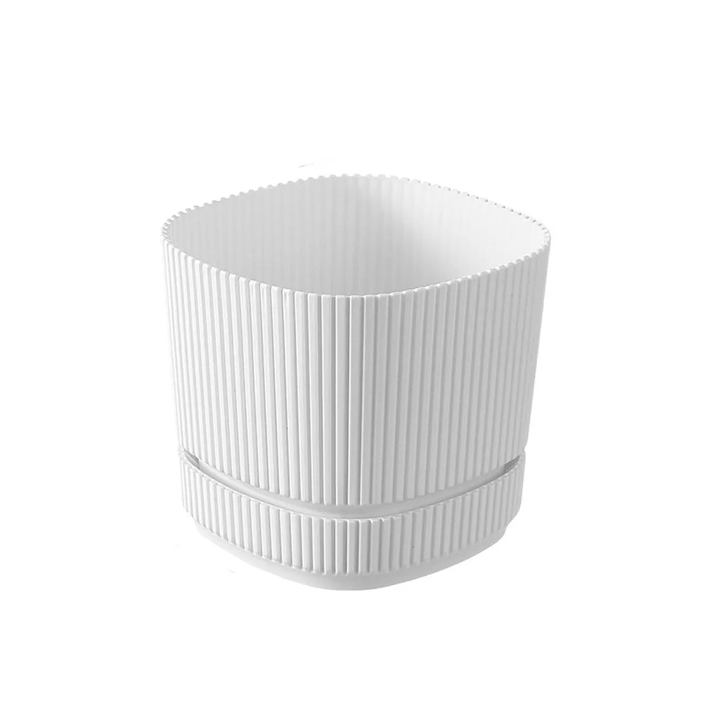 Maceta de plástico de doble capa con autorriego, jarrón de escritorio, maceta para plantas, engrosada, con orificio de drenaje, contenedor para verduras.