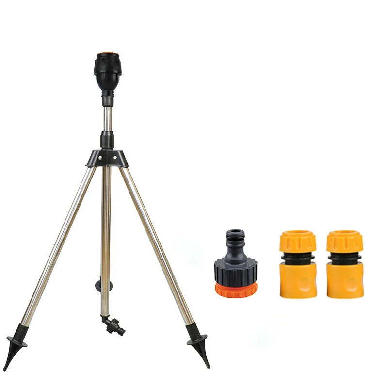 Aspersor automático giratorio de 360 grados para jardín, trípode de acero inoxidable, soporte de riego, herramienta de riego por chorro de agua para césped y jardín.