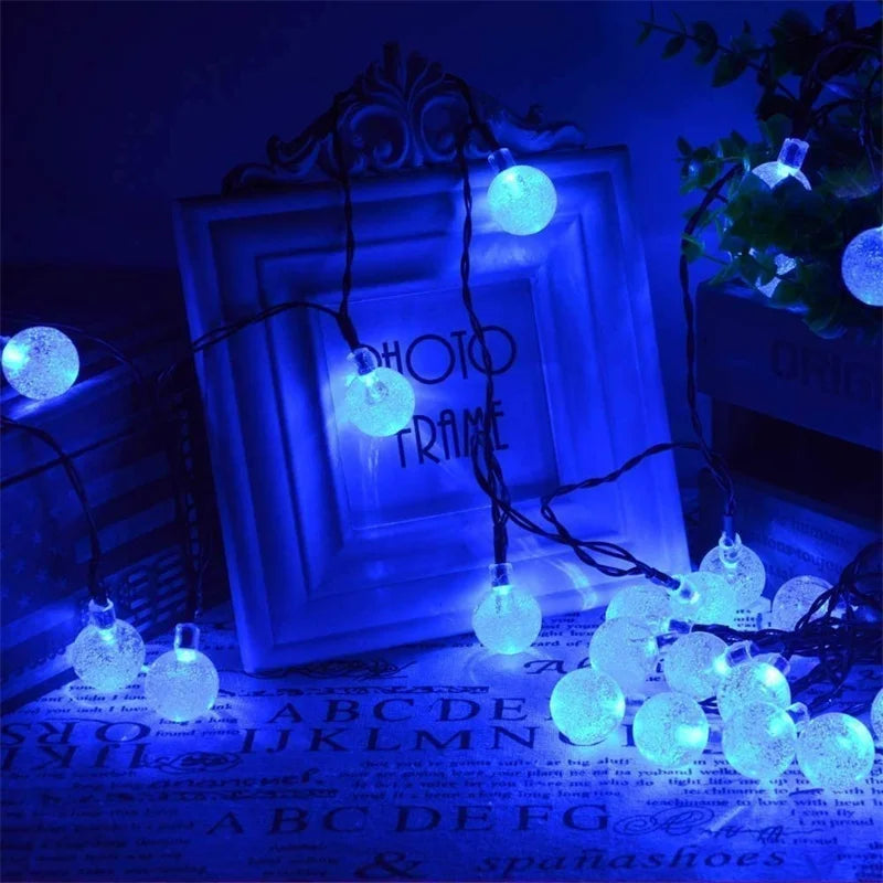 Guirnalda de luces solares para exteriores, luces LED de cristal en forma de globo, impermeables, para jardín, Navidad y decoración exterior.