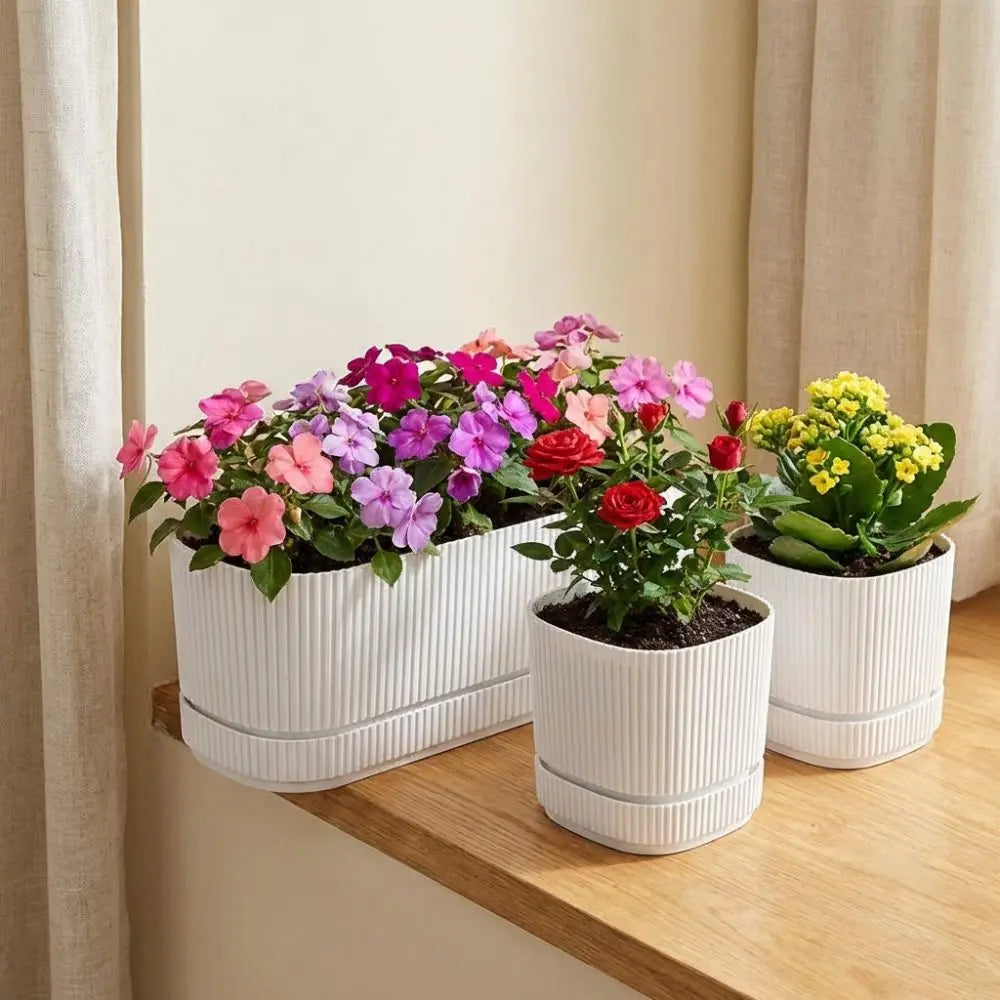 Maceta de plástico de doble capa con autorriego, jarrón de escritorio, maceta para plantas, engrosada, con orificio de drenaje, contenedor para verduras.
