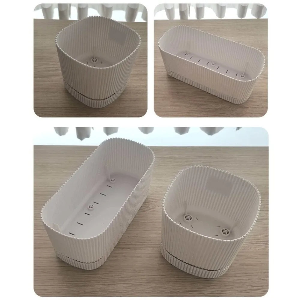 Maceta de plástico de doble capa con autorriego, jarrón de escritorio, maceta para plantas, engrosada, con orificio de drenaje, contenedor para verduras.
