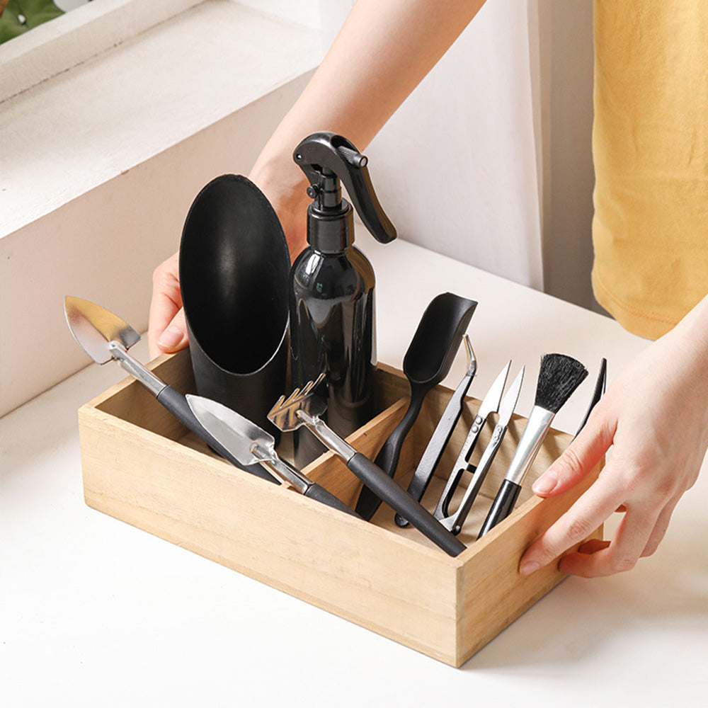 Kit de herramientas de jardinería para plantas suculentas y bonsáis; set de herramientas manuales en miniatura para trasplante y cuidado de plántulas en interiores.