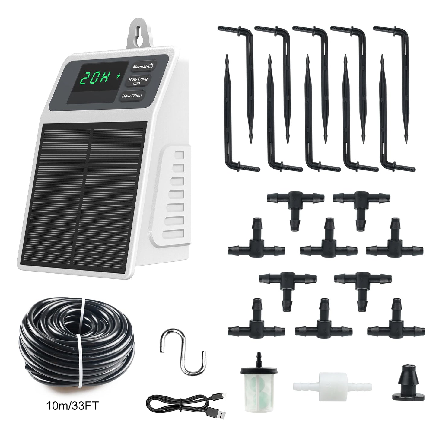 Sistema de riego por goteo solar mejorado. Riego automático de plantas para el hogar, jardín, balcón, invernadero y plantas colgantes.
