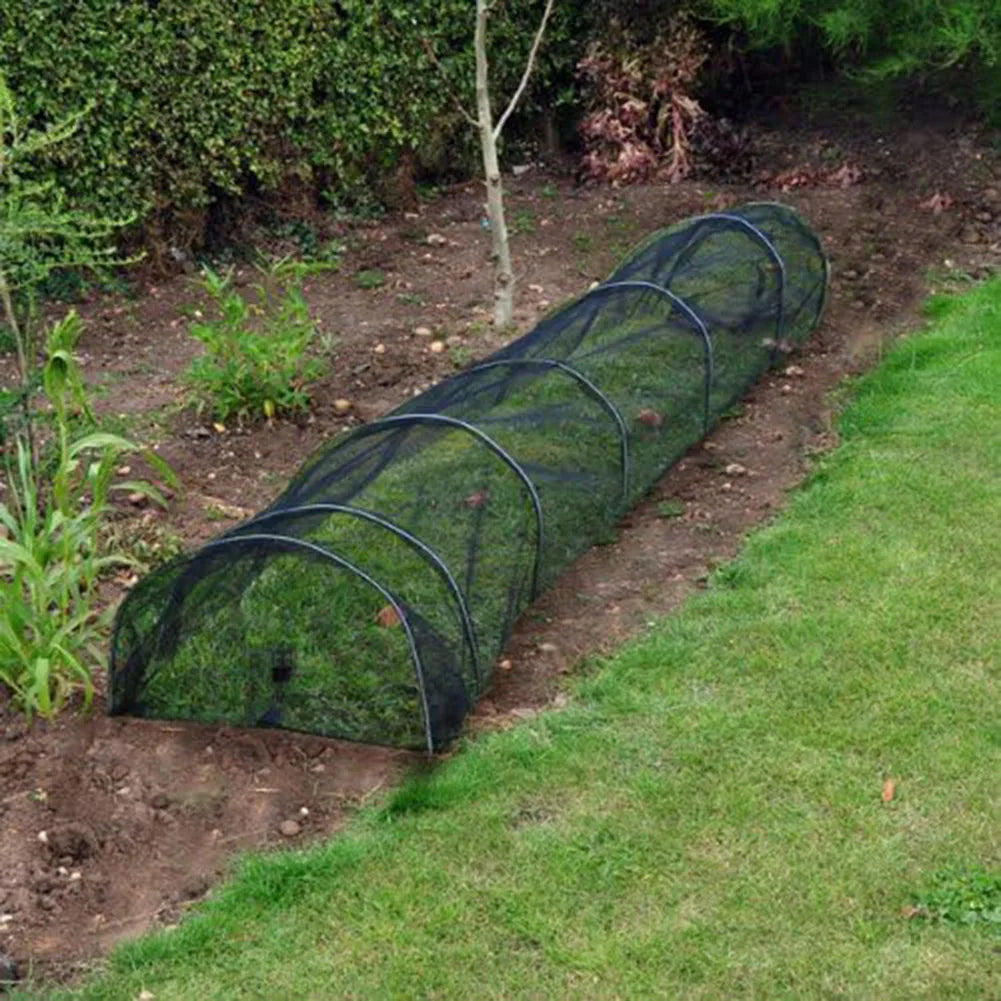 Túnel de jardín, invernadero, malla negra, cubierta de plástico para cultivo de hortalizas.