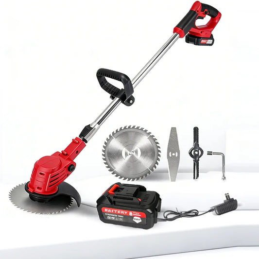 Cortacésped eléctrico de 21 V con longitud ajustable, inalámbrico, para jardín y herramientas de deshierbe.