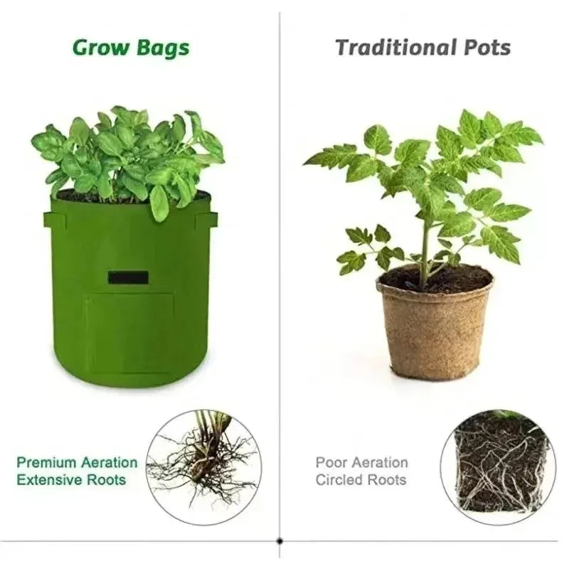 Bolsa de cultivo de fieltro de 2 tamaños, tela no tejida, macetas para patatas de jardín, invernaderos, bolsas de cultivo de hortalizas, herramientas verticales de hidratación