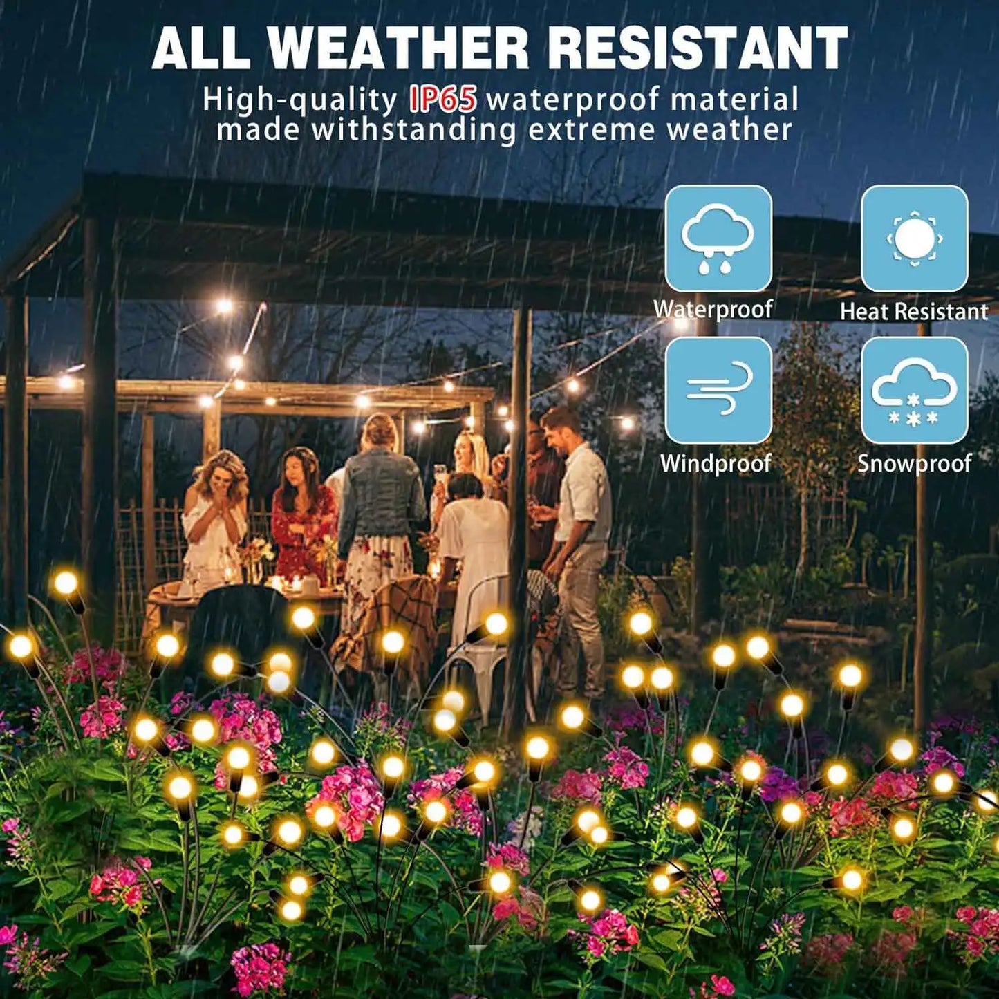 Luces de jardín: luces solares mejoradas con forma de luciérnaga, impermeables y vibrantes para decoración de exteriores.