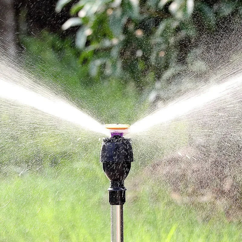 Aspersor automático giratorio de 360 grados para jardín, trípode de acero inoxidable, soporte de riego, herramienta de riego por chorro de agua para césped y jardín.
