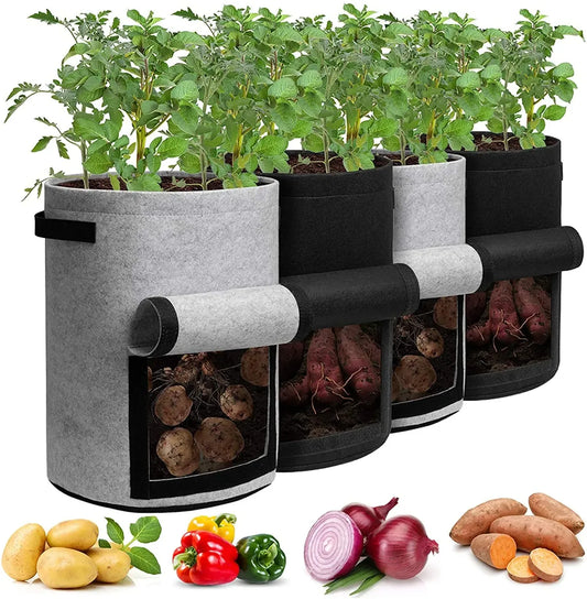 Bolsa de cultivo de fieltro de 2 tamaños, tela no tejida, macetas para patatas de jardín, invernaderos, bolsas de cultivo de hortalizas, herramientas verticales de hidratación