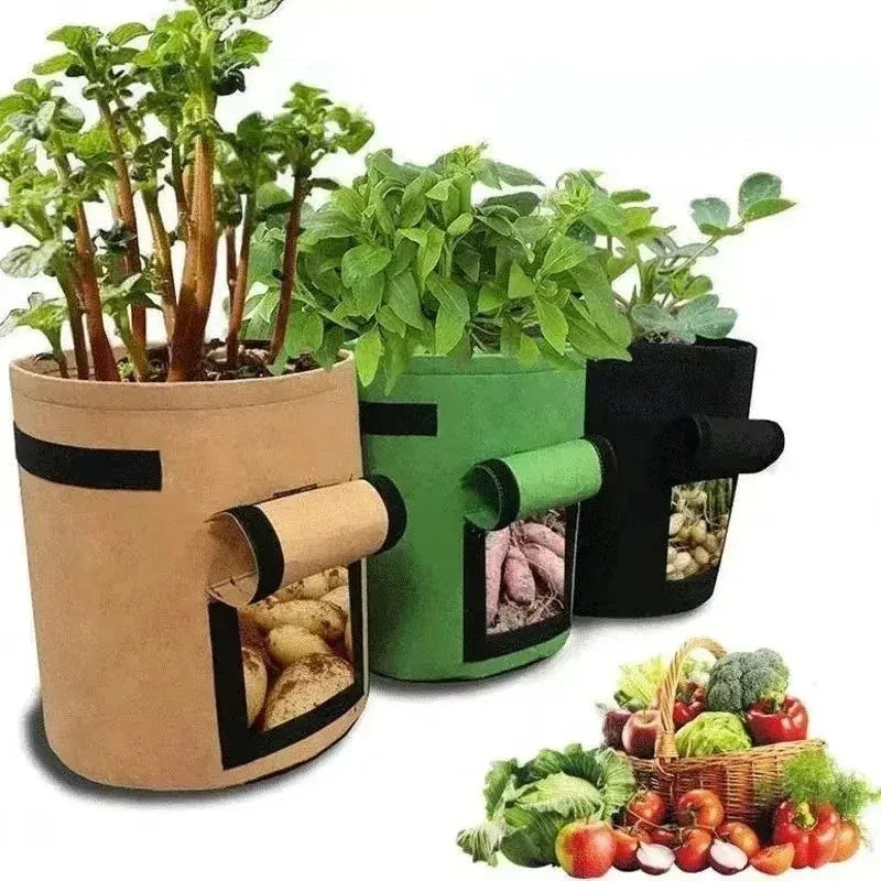 Bolsa de cultivo de fieltro de 2 tamaños, tela no tejida, macetas para patatas de jardín, invernaderos, bolsas de cultivo de hortalizas, herramientas verticales de hidratación