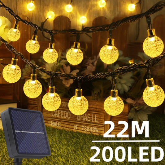 Guirnalda de luces solares para exteriores, luces LED de cristal en forma de globo, impermeables, para jardín, Navidad y decoración exterior.