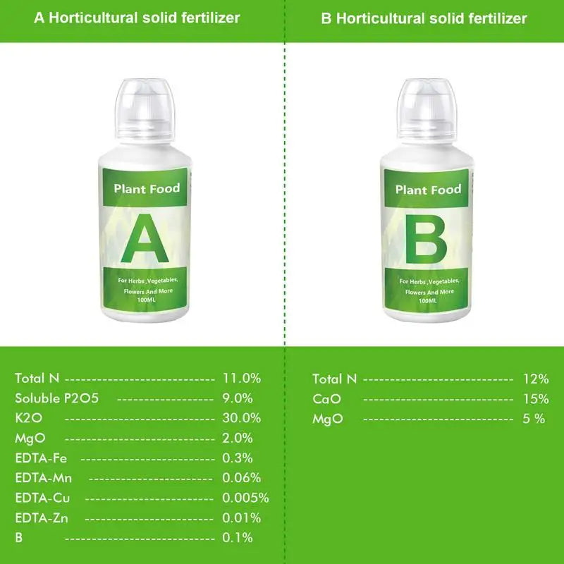 Fertilizante hidropónico AB Solution Set Alimento para plantas de jardín hidropónico Fertilizante para plantas Flores Hortalizas Nutrientes
