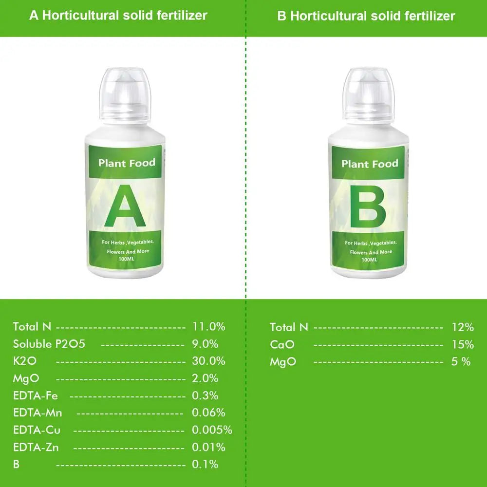 Fertilizante hidropónico AB Solution Set Alimento para plantas de jardín hidropónico Fertilizante para plantas Flores Hortalizas Nutrientes