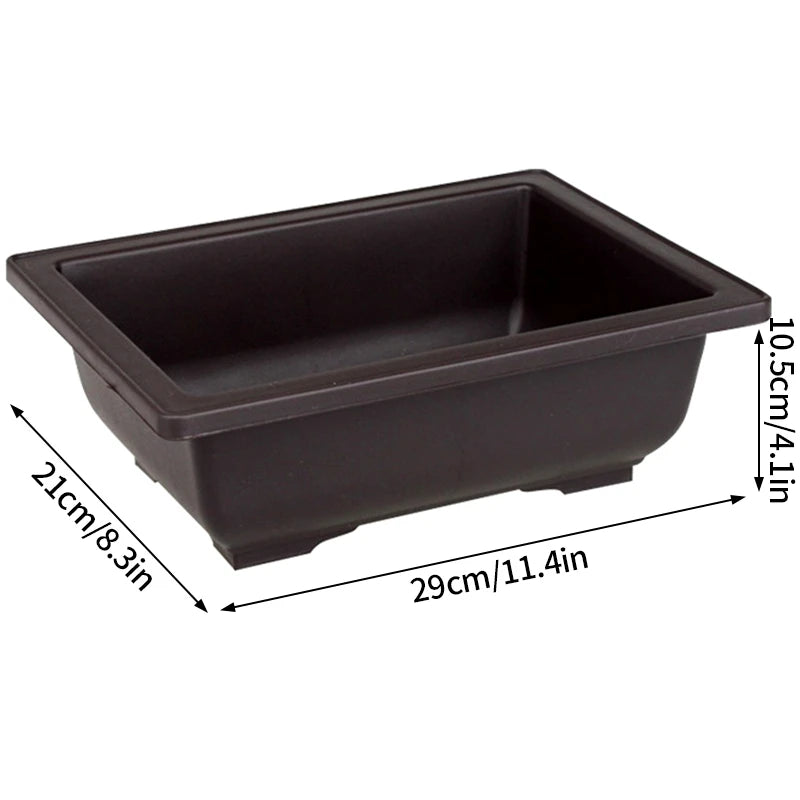 Macetas rectangulares de plástico para entrenamiento de bonsáis con bandeja de drenaje para plantas suculentas y bonsáis. Decoración del hogar.