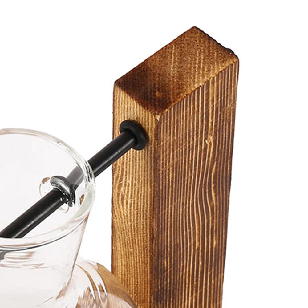 Macetero de escritorio creativo, jarrón de bulbo con soporte de madera, contenedor para plantas hidropónicas, decoración para el hogar y la mesa.