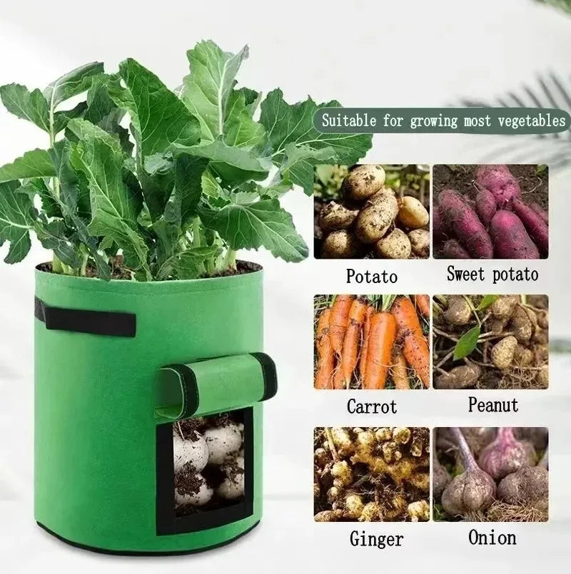 Bolsa de cultivo de fieltro de 2 tamaños, tela no tejida, macetas para patatas de jardín, invernaderos, bolsas de cultivo de hortalizas, herramientas verticales de hidratación