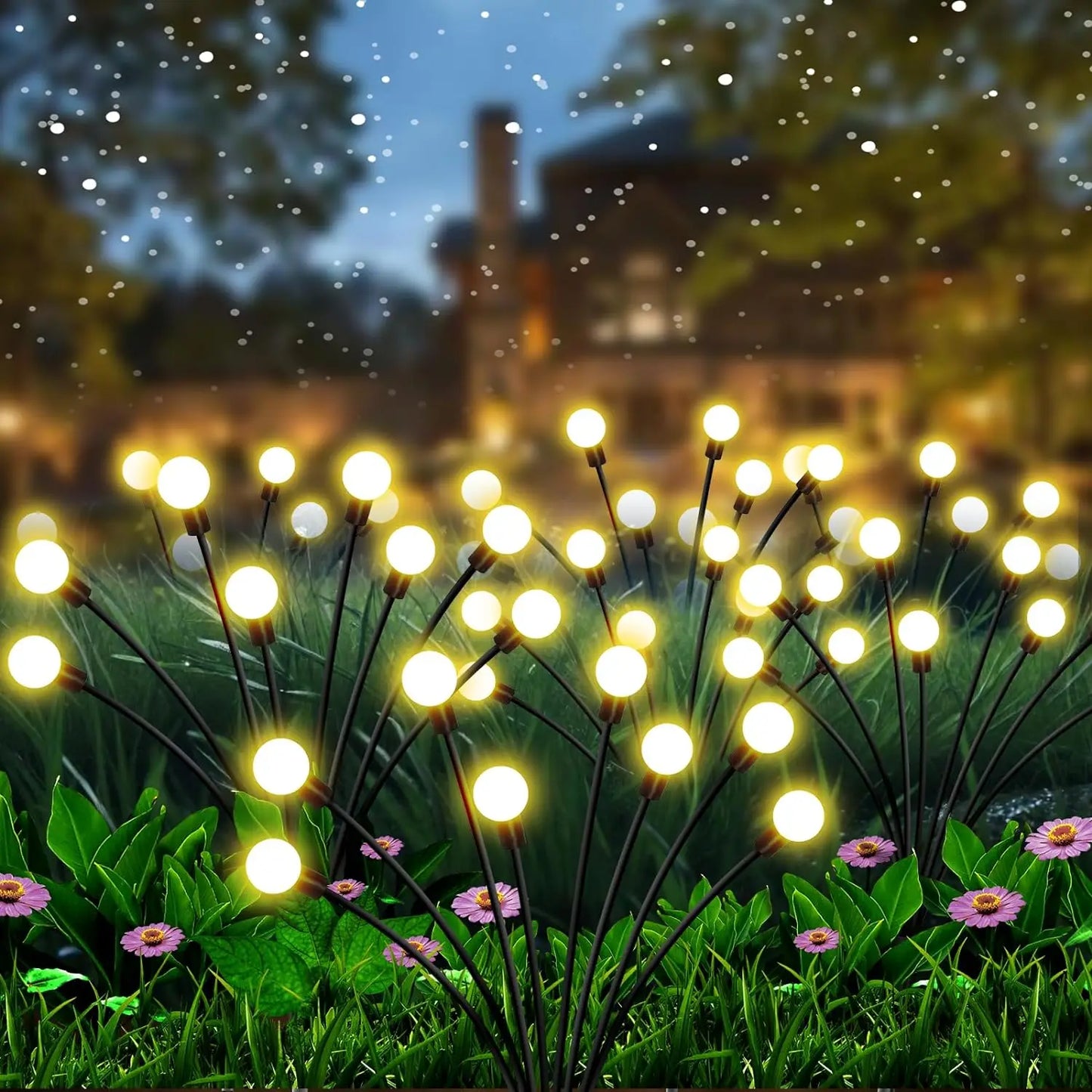 Luces de jardín: luces solares mejoradas con forma de luciérnaga, impermeables y vibrantes para decoración de exteriores.