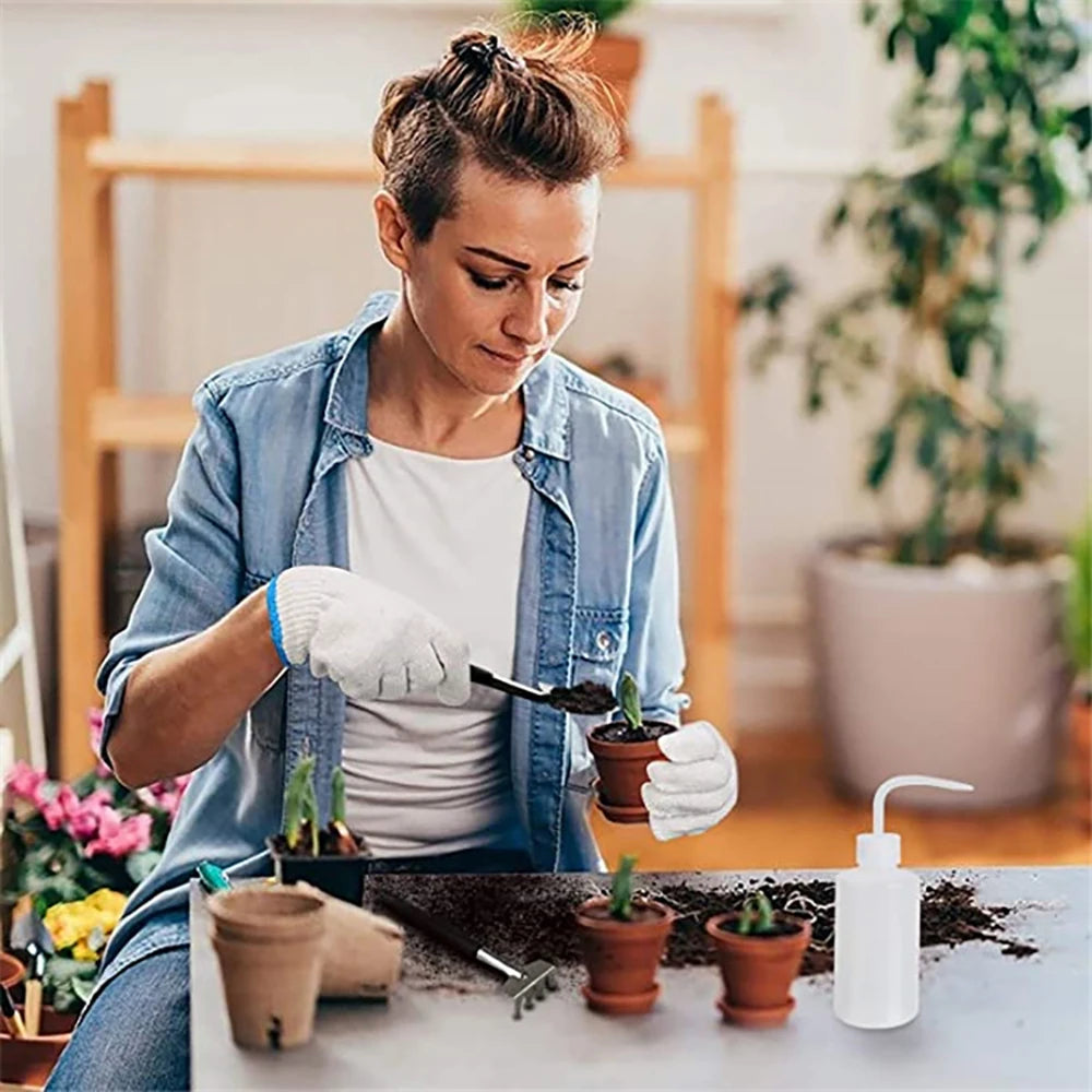 Kit de herramientas de jardinería para plantas suculentas y bonsáis; set de herramientas manuales en miniatura para trasplante y cuidado de plántulas en interiores.