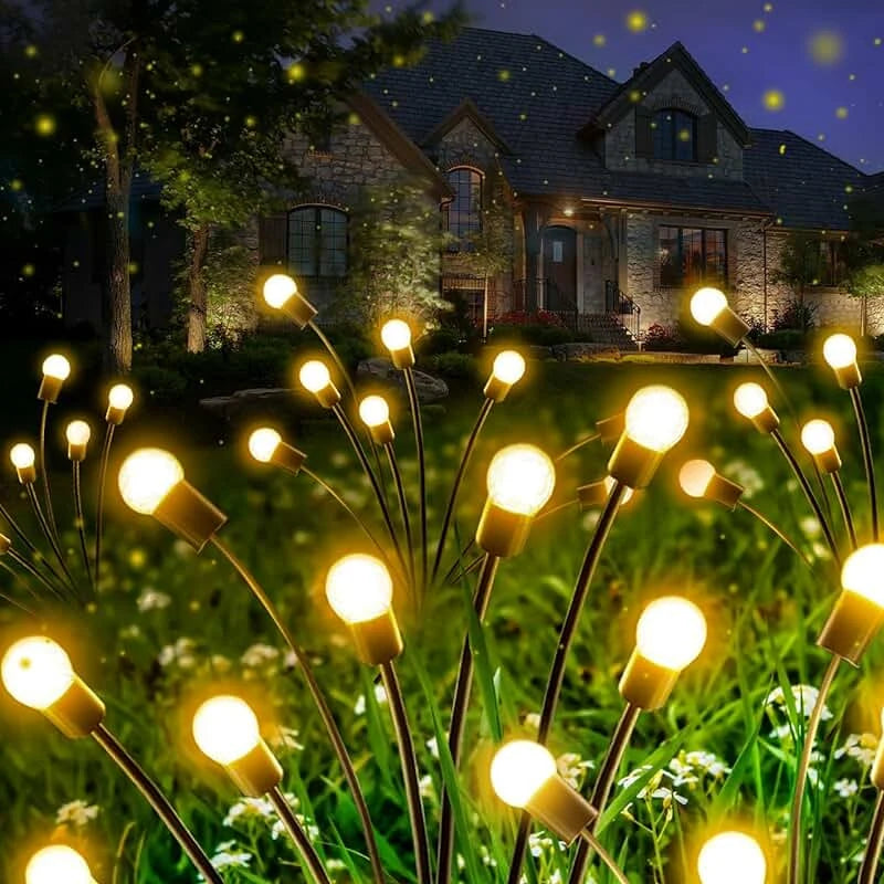 Luces de jardín: luces solares mejoradas con forma de luciérnaga, impermeables y vibrantes para decoración de exteriores.