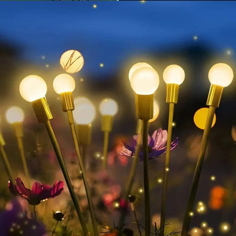 Luces de jardín: luces solares mejoradas con forma de luciérnaga, impermeables y vibrantes para decoración de exteriores.