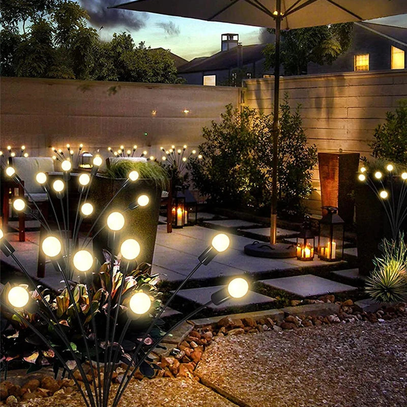 Luces de jardín: luces solares mejoradas con forma de luciérnaga, impermeables y vibrantes para decoración de exteriores.