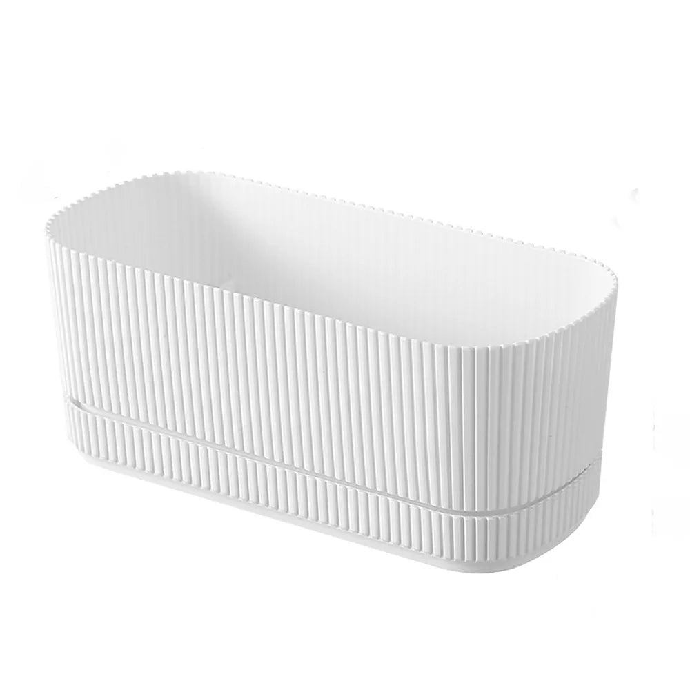 Maceta de plástico de doble capa con autorriego, jarrón de escritorio, maceta para plantas, engrosada, con orificio de drenaje, contenedor para verduras.