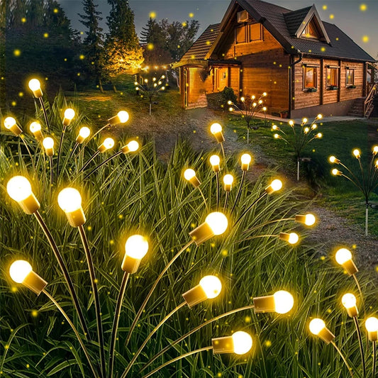 Luces de jardín: luces solares mejoradas con forma de luciérnaga, impermeables y vibrantes para decoración de exteriores.