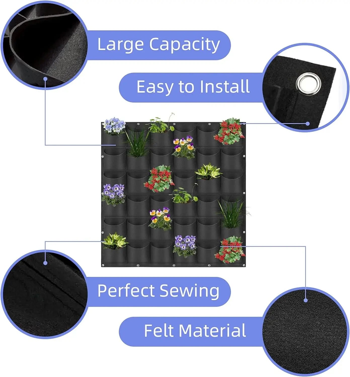 Bolsa de cultivo colgantes de pared para macetas de flores, macetas para jardín, macetas verticales para suculentas, decoración del hogar