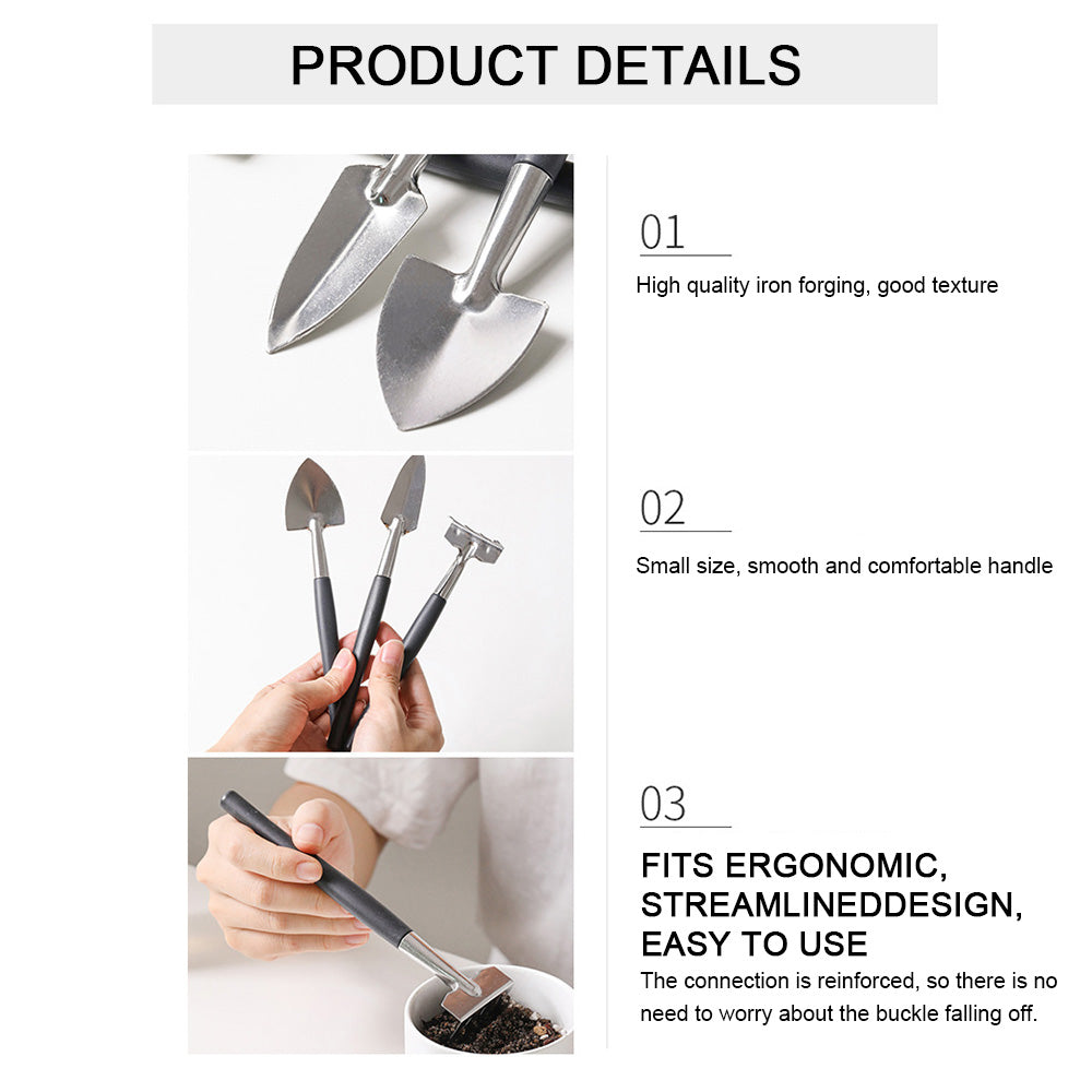 Kit de herramientas de jardinería para plantas suculentas y bonsáis; set de herramientas manuales en miniatura para trasplante y cuidado de plántulas en interiores.