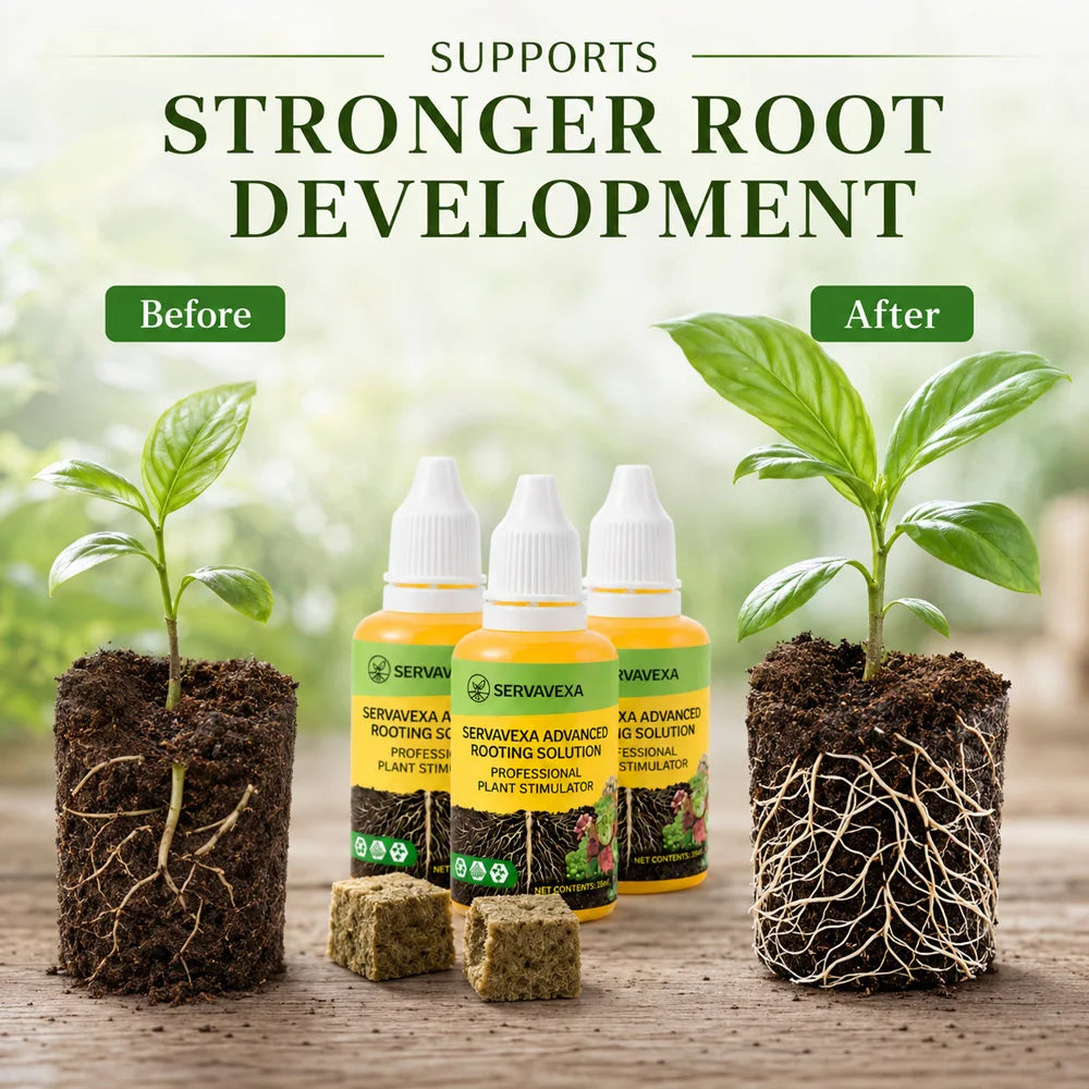 Fórmula de nutrientes líquidos para plantas estimuladores de raíces y cubos de lana de roca para la propagación de esquejes de semillas en hidroponía.