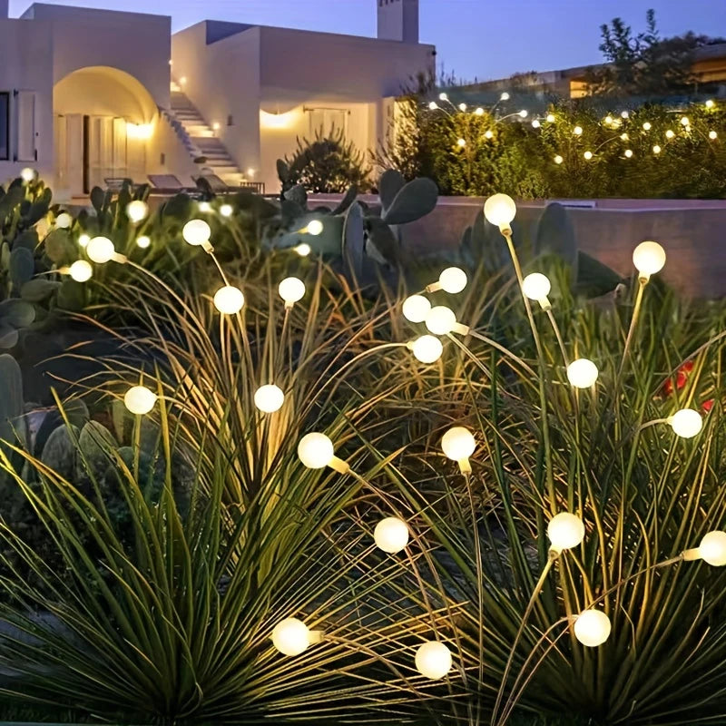 Luces de jardín: luces solares mejoradas con forma de luciérnaga, impermeables y vibrantes para decoración de exteriores.