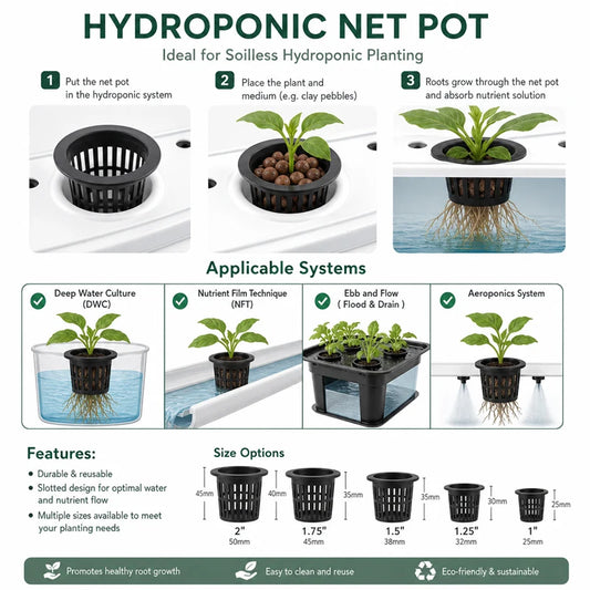 10 unidades/lote de macetas de malla negras para cultivo de hortalizas sin tierra, cestas de cultivo hidropónico para plantas, macetas de raíces fijas