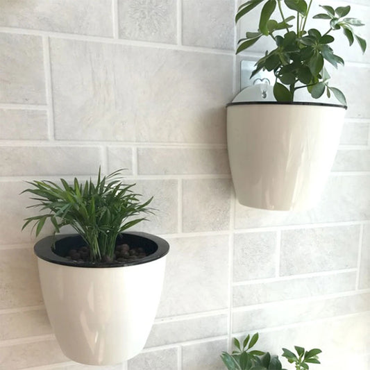 Maceta de pared automática de plástico absorbente de agua para tierra o sistema hidropónico. Soporte para macetas de pared y balcón.