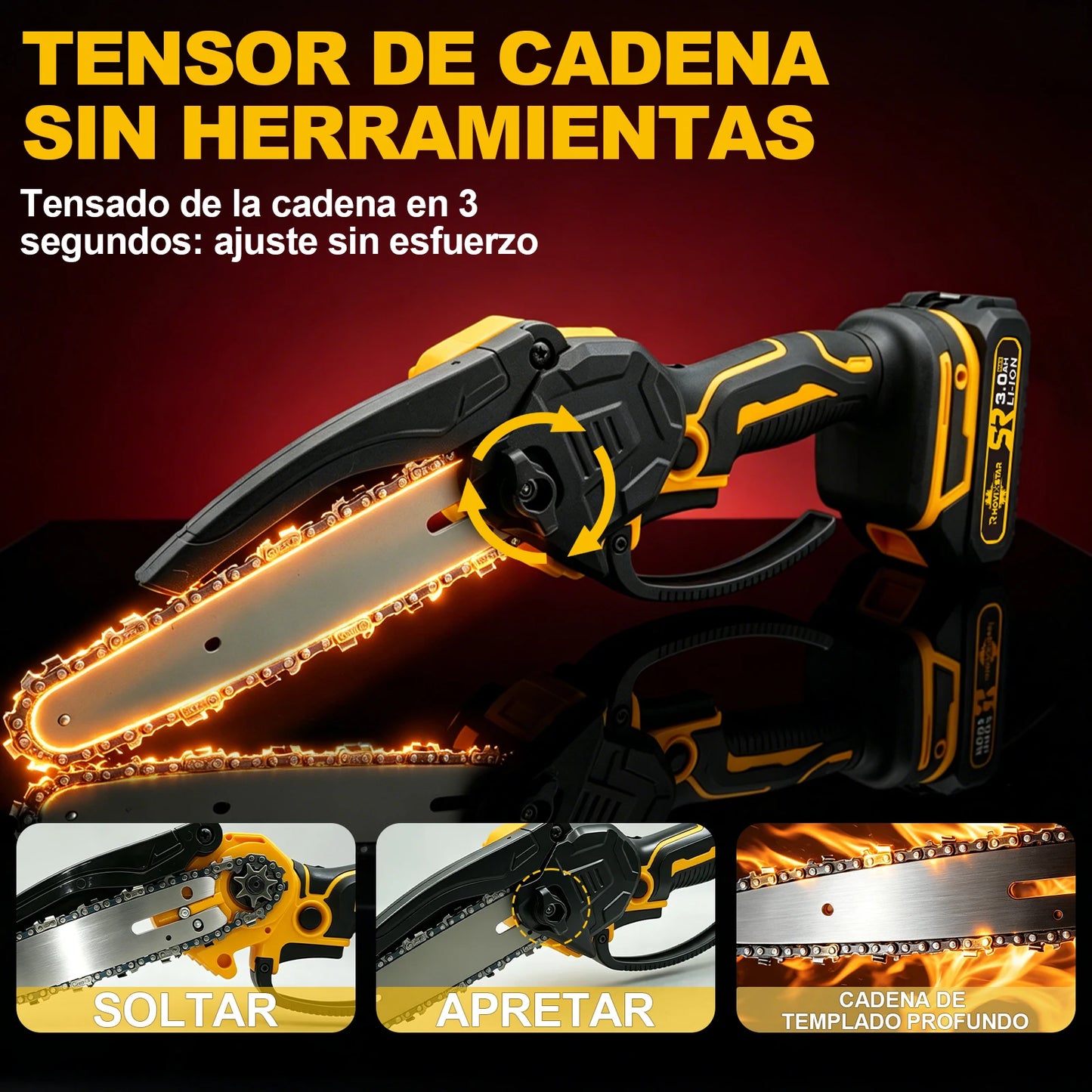 Motosierra de mano sin escobillas de 6 pulgadas, motosierra eléctrica inalámbrica recargable, herramienta eléctrica portátil para jardín y corte de leña, incluye caja de herramientas