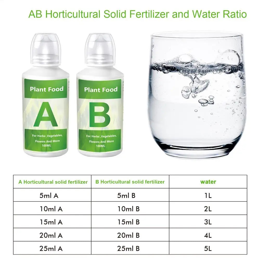 Fertilizante hidropónico AB Solution Set Alimento para plantas de jardín hidropónico Fertilizante para plantas Flores Hortalizas Nutrientes