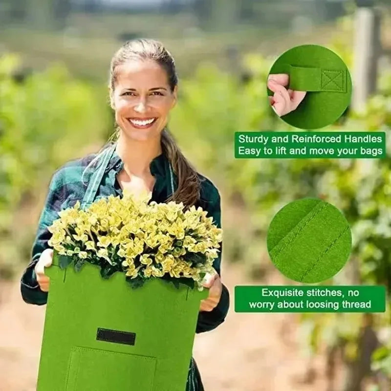 Bolsa de cultivo de fieltro de 2 tamaños, tela no tejida, macetas para patatas de jardín, invernaderos, bolsas de cultivo de hortalizas, herramientas verticales de hidratación