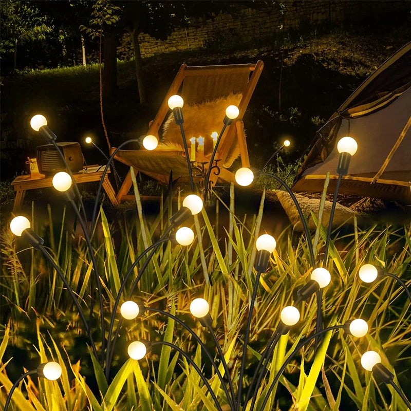 Luces de jardín: luces solares mejoradas con forma de luciérnaga, impermeables y vibrantes para decoración de exteriores.