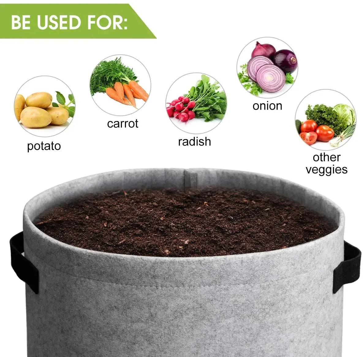 Bolsa de cultivo de fieltro de 2 tamaños, tela no tejida, macetas para patatas de jardín, invernaderos, bolsas de cultivo de hortalizas, herramientas verticales de hidratación